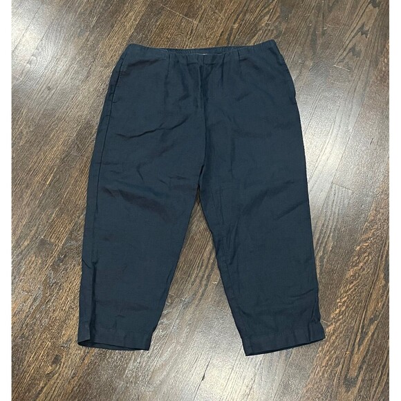 J. Jill Pants Women’s Medium Linen Navy Blue Minimalist Relaxed Comfy Pull On - Picture 1 of 7